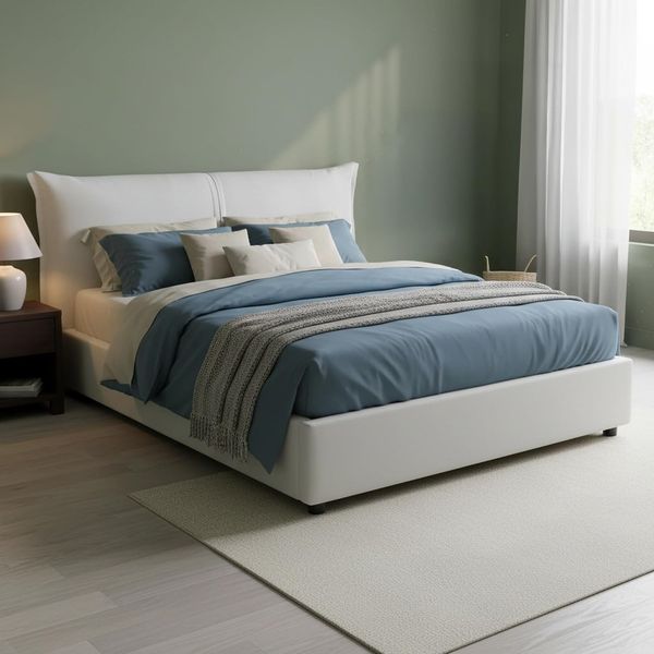 Dmora - Couchtisch Leon, niedriger Couchtisch, Zeitungsständer, 100 % Made in Italy, 100 x 55 x 42 cm, glänzend weiß mit LED-Licht,