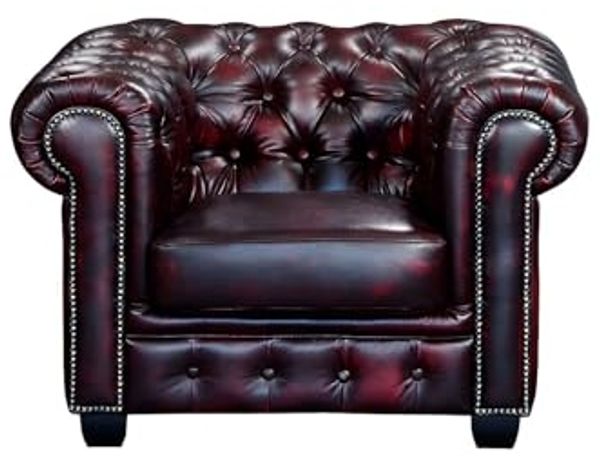 Chesterfield Ledersessel BRENTON - Büffelleder - Rotbraun Bild 4