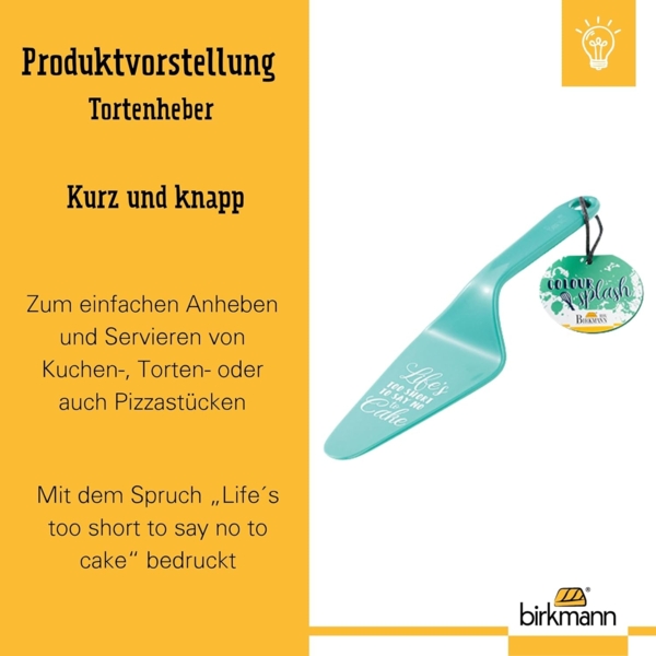 Birkmann Tortenheber Colour Splash, Kuchenheber, Backzubehör, mit Spruch, Kunststoff, türkis, 26 cm, 429789 Bild 3