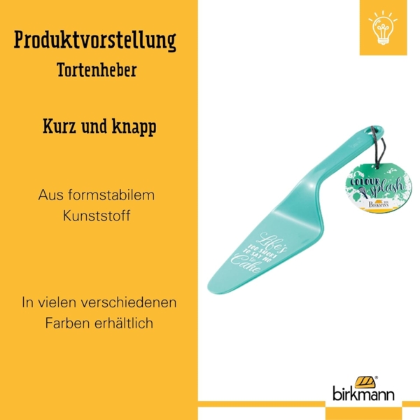 Birkmann Tortenheber Colour Splash, Kuchenheber, Backzubehör, mit Spruch, Kunststoff, türkis, 26 cm, 429789 Bild 4