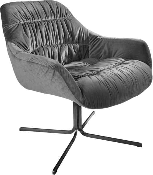 riess-ambiente Sessel BIG DUTCH grau / schwarz, Wohnzimmer · Samt · 360° drehbar · Retro