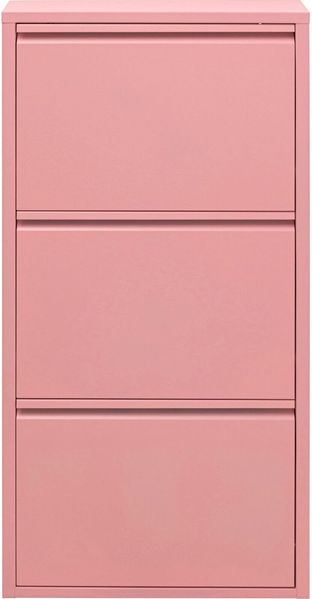 Kare Design Schuhschrank Caruso, Rosa, Stahl, mit 3 Klappen, Schuhablage für 6 Paar Schuhe, schmal, platzsparend, hoch, Schuhregal, Eingangsbereich, 103 x 50 x 15 cm (H/B/T)