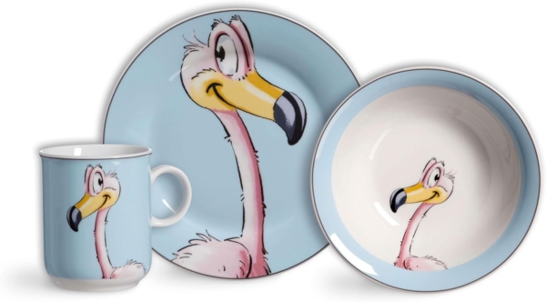 Ritzenhoff & Breker HAPPY ZOO Flamingokind Flo Kindergeschirr Set 3-teilig