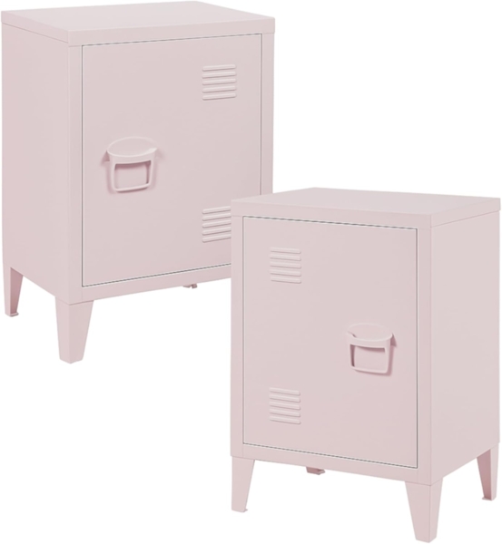 Nachtschrank Inari 2er Set Türgriff rechts und links Rosa [en. casa]