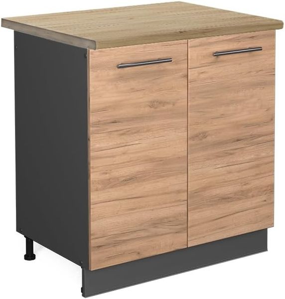 Vicco Spülenunterschrank Fame-Line, Goldkraft Eiche/Anthrazit, 80 cm, AP Eiche
