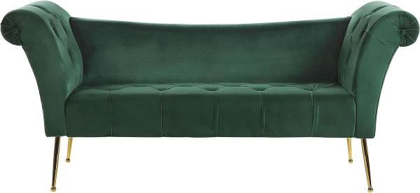 Chaiselongue Samtstoff dunkelgrün NANTILLY