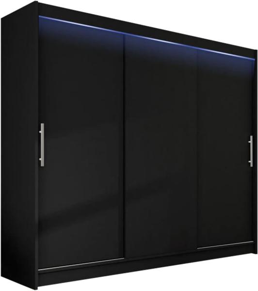 Kleiderschrank Aston II, mit RGB LED Beleuchtung, Farbe: Schwarz