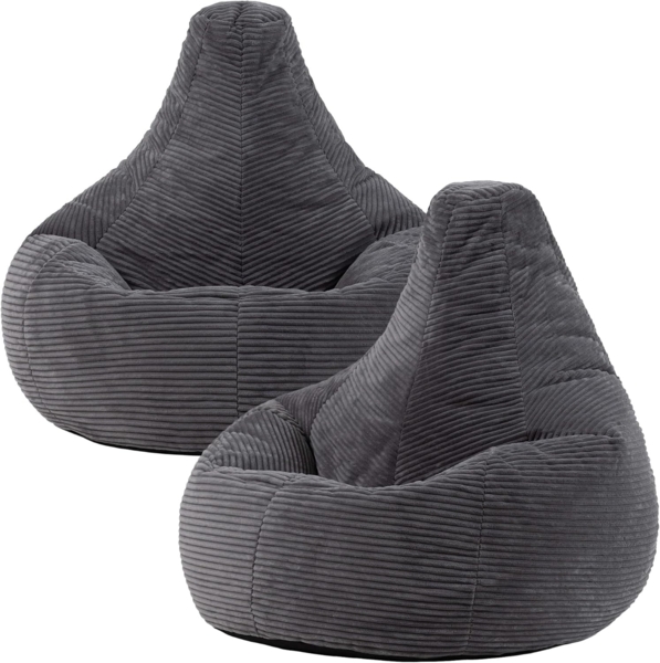 Icon 'Dalton' Sitzsack, Cord, Schiefergrau, 90 x 84 x 73 cm