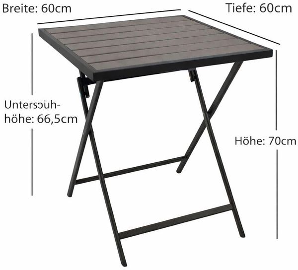 DEGAMO Gartentisch ASCIANO, 60x60cm, Metall anthrazit, Tischplatte Kunstholz grau Bild 3