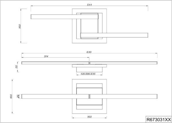 LED Deckenleuchte, Metall, weiß, matt, L 54 cm Bild 18
