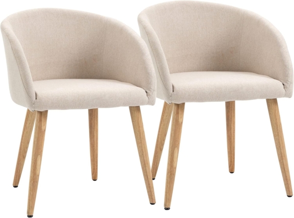 HOMCOM Esszimmerstuhl Polsterstühle mit Holzbeinen (Küchenstuhl, 2 St), für Esszimmer, Wohnzimmer, Beige