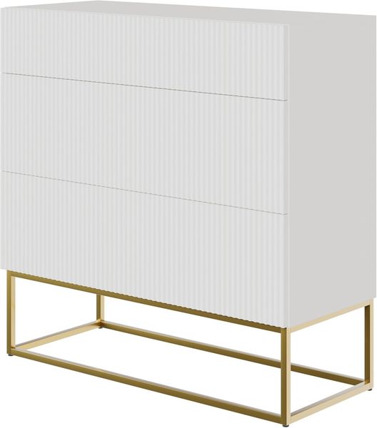 Selsey Kommode Schrank Aufbewahrungsschrank 90 cm Mit 3 Schubladen Weiß Goldene Beine Veldio