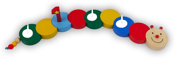 Tolle Geburtstagsdeko, Kerzenhalter für Teelichter, 1. -7. Geburtstag, RAUPE