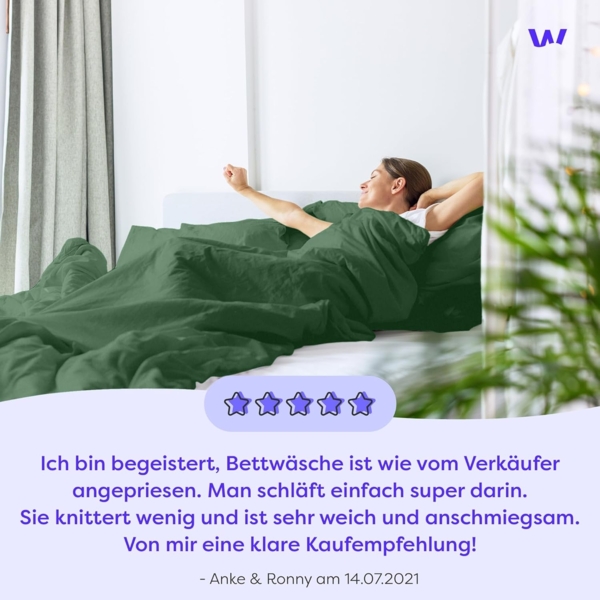 Wolkenfeld Bettwäsche Allergiker Bettwäsche, unfassbar weich, Microfaser, 3 teilig, 135x200 cm, 155x220 & Übergrößen I inkl. Kissenbezüge 80x80 I Uni Bild 7