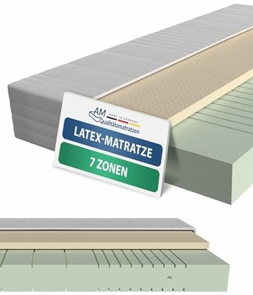 AM Qualitätsmatratzen - Latex-Matratze 120x200 cm - H3 - Hochwertige Matratze mit 4cm Latex-Auflage - 20cm Höhe - Made in Germany