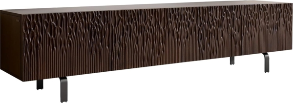 Lowboard Follia 200 cm Mango Braun 4 Türen L-Fuß Metall Schwarz