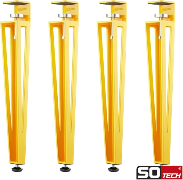 SO-TECH® Tischbein ColorLine in F-Form konisch zulaufend von 70 auf 40 mm, mit Klemmschraube (ohne Bohren) - gelb - Höhe 464 mm - 4x Bild 2