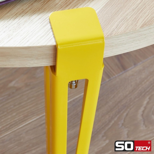 SO-TECH® Tischbein ColorLine in F-Form konisch zulaufend von 70 auf 40 mm, mit Klemmschraube (ohne Bohren) - gelb - Höhe 464 mm - 4x Bild 5