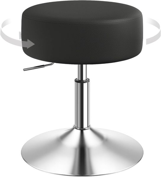 WOLTU BH14sz-1 Design Hocker mit Griff , stufenlose Höhenverstellung , verchromter Stahl , Antirutschgummi , pflegeleichter Kunstleder , gut gepolsterte Sitzfläche , schwarz