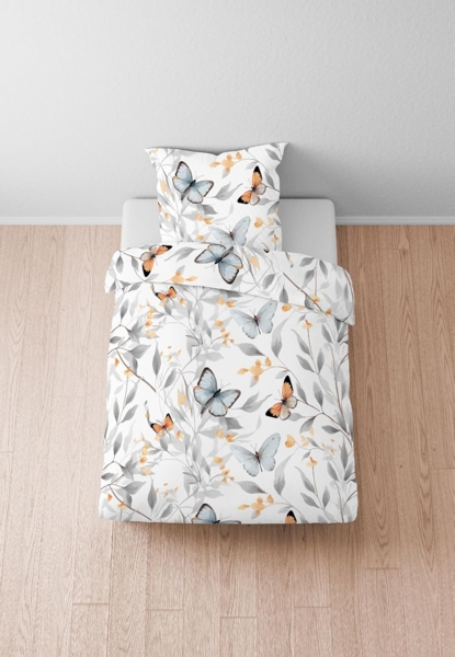 biberna Tencel Bettwäsche SCHMETTERLINGE, weiss, 1x 155x220 cm + 1x 80x80 cm Bild 4