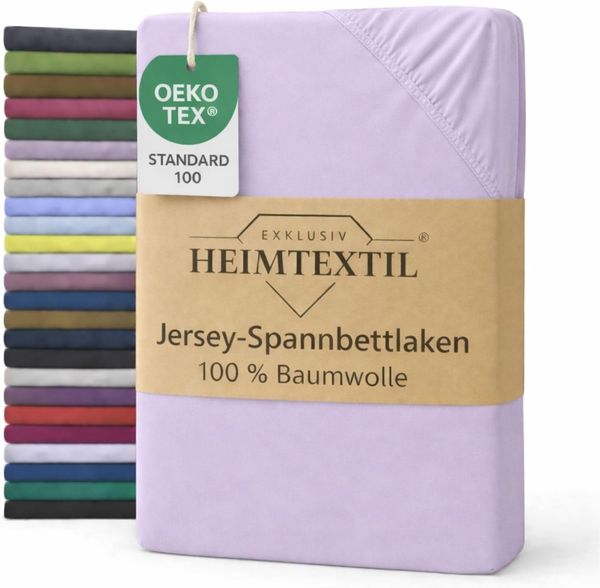 EXKLUSIV HEIMTEXTIL Jersey Spannbettlaken 140 x 200 cm Flieder 100% Baumwolle Öko - Tex Zertifiziert Bed-Sheet Bettlaken Spannbetttuch