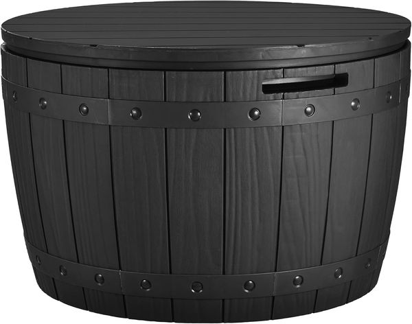 YITAHOME 127 Liter Kissenbox Wasserdicht, Abschließbarem Outdoor Gartenbox, Rund Garten Auflagenbox Wetterfest Garten Aufbewahrungsbox mit Seitengriffen für Gartengeräten Poolzubehör, Schwarz