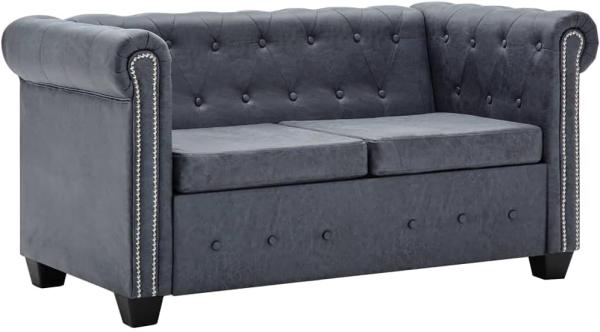 vidaXL Chesterfield-Sofa 2-Sitzer Kunstwildleder Grau 247131