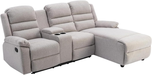 Vente-unique - Ecksofa Relaxsofa - Ecke Rechts - Stoff - Beige - MACEDONIA