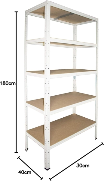 shelfplaza HOME 180x30x40 cm Schwerlastregal in weiß mit 5 Böden und 175 kg Traglast pro Boden Bild 2