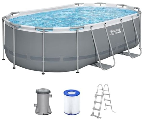 Bestway 56620 Steel Steel Pro MAX™ Frame Pool Set mit Filterpumpe 427 x 250 x 100 cm , grau, oval