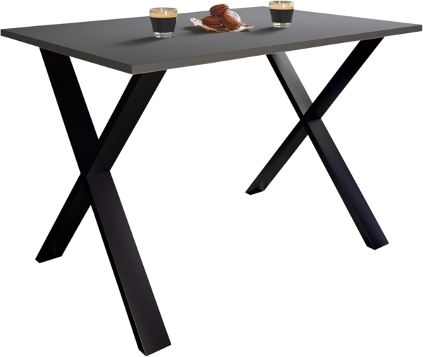 VCM Esstisch Xona 919696 Schwarz / Anthrazit H. 76 x B. 140 x T. 80 cm