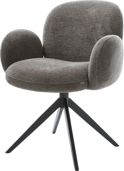 Drehstuhl Nube-Flex mit Armlehnen Bouclé Soft Schlamm Kreuzgestell breit Schwarz 360° drehbar Wippfunktion Taschenfederkern