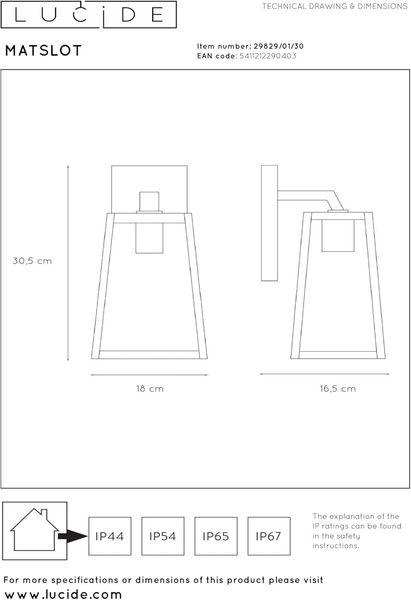 Wandleuchte Lucide schwarz Lucide MATSLOT 29829/01/30 Bild 8