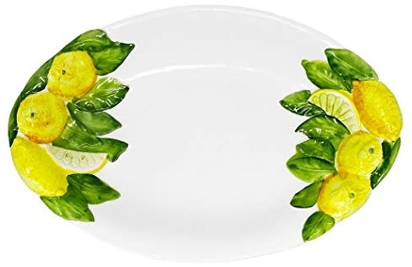 Lashuma Obstschale Zitrone, Keramik, (1-tlg), Flache Servierschüssel oval 38x26 cm