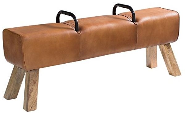 riess-ambiente Sitzbank TURNBOCK 134cm hellbraun, mit Echtleder-Bezug