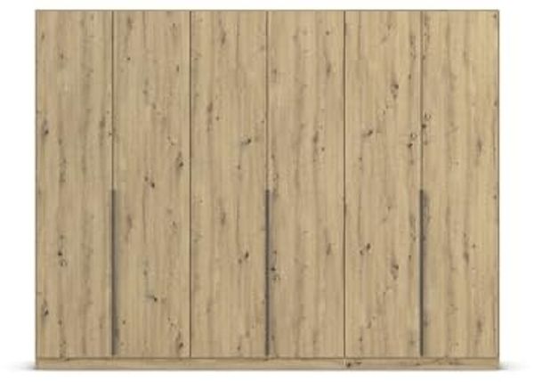 Rauch Möbel Alabama, Kleiderschrank, Garderobenschrank, 6-türig, Zubehör Classic, 3 Kleiderstangen, 6 Einlegeböden, Farbe Eiche Artisan, Holz, Griff Grau metallic, 271 x 210 x 54 cm Bild 6
