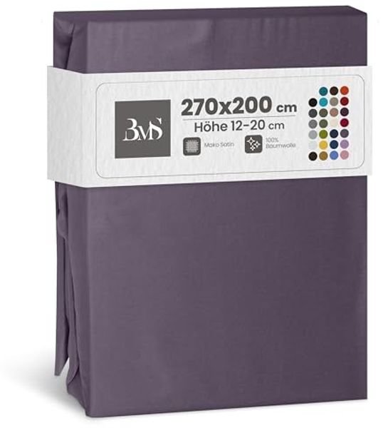 Bettwaesche-mit-Stil Mako-Satin Spannbettlaken lila (malve) 270x200cm