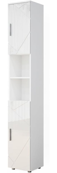 Vicco 'Irma' Badschrank mit 2 Türen und 6 Fächer, Holz, 192 x 30 x 30 cm, Weiß