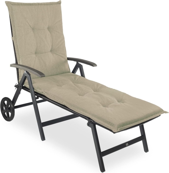 sunnypillow Liegenauflage für Gartenliege, Polyester creme, 190 x 60 x 9 cm