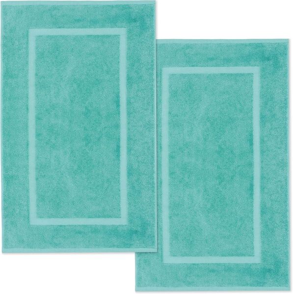 Lavea Badematte Elena, Höhe 3 mm, 2 Stück, Höhe 3 mm, 50x80cm, strapazierfähiger Badvorleger, beidseitig nutzbar, Baumwolle, rechteckig, pflegeleichte & saugstarker Duschvorleger, Fußbodenheizungen geeignet
