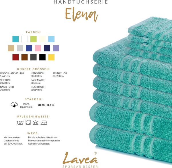 Lavea Badematte Elena, Höhe 3 mm, 2 Stück, Höhe 3 mm, 50x80cm, strapazierfähiger Badvorleger, beidseitig nutzbar, Baumwolle, rechteckig, pflegeleichte & saugstarker Duschvorleger, Fußbodenheizungen geeignet Bild 3
