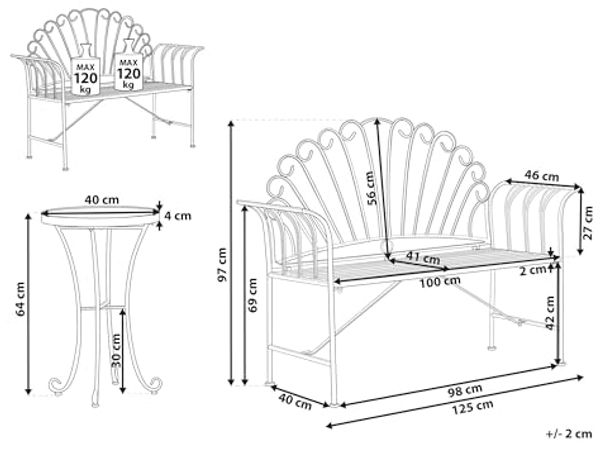 Beliani 'CAVINIA' Bistro Set CAVINIA, Metall Rosa Bild 3