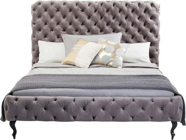 Bett Desire Velvet- Silbergrau hoch 180x200 cm