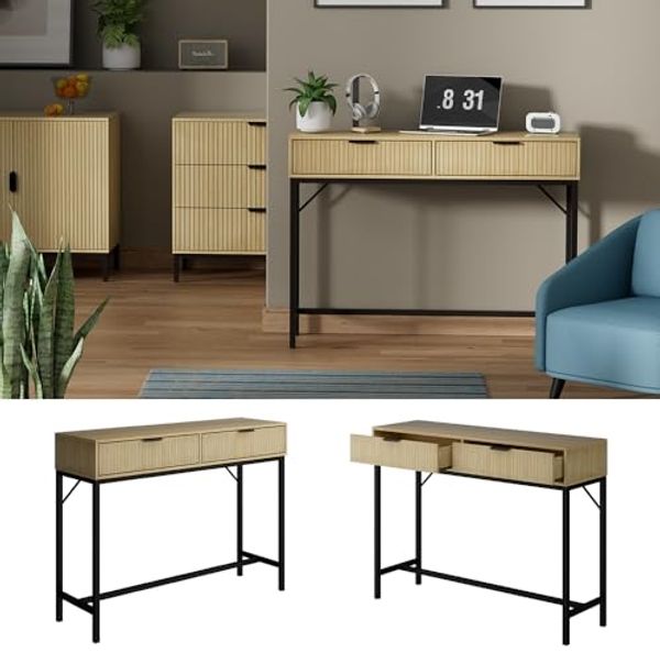 Schreibtisch Lennox Eiche 100 x 30 cm mit 2 Schubladen Vicco Bild 4