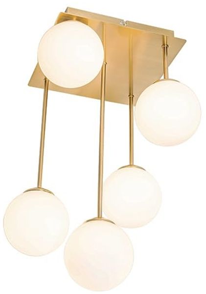 Qazqa Deckenleuchte Athens-opal, ohne Leuchtmittel, Warmweiß, QAZQA Deckenleuchte, g9, gold, Stahl, Modern