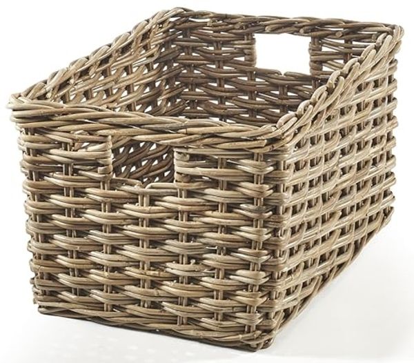 Kobolo Aufbewahrungskorb Regalkorb Rattan kubu mit Grifflöchern - Gr. L