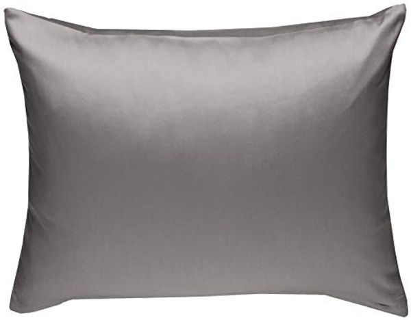Bettwaesche-mit-Stil Mako-Satin / Baumwollsatin Bettwäsche uni / einfarbig dunkelgrau Kissenbezug 70x90 cm