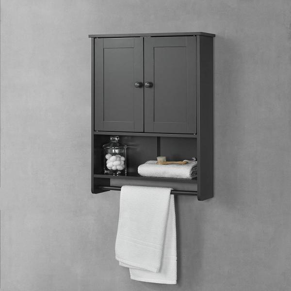 Badezimmerschrank Steyr 65x49x15 cm Dunkelgrau MDF en. casa