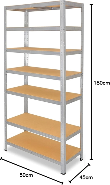 shelfplaza HOME 180x50x45 cm Schwerlastregal in grau-verzinkt mit 7 Böden und 125 kg Traglast pro Boden Bild 2