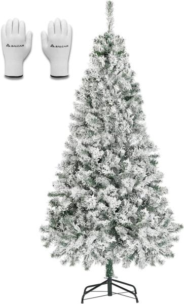 Salcar Künstlicher Weihnachtsbaum Weihnachtsbaum mit Schnee, Tannenbaum Künstlich mit PVC Schnee Nadeln, Nordmanntanne, 120 cm mit 256 Spitzen